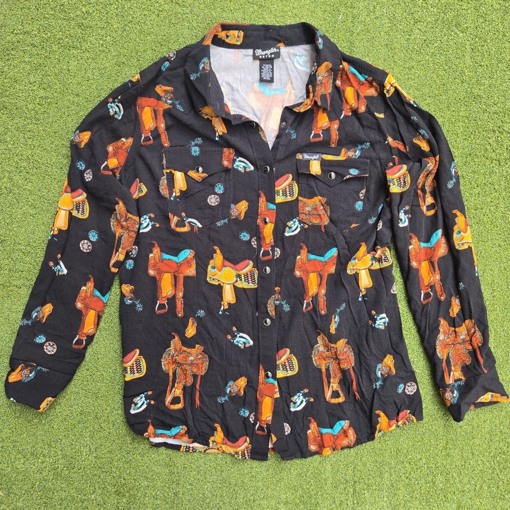 Wrangler Retro Women's Saddle Up  Wester Snap Shirt Size XL